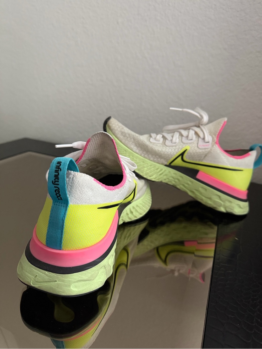 Nike Women's Infinity Run Flyknit Neon Yellow, Pink & Blue Running Sneakers
